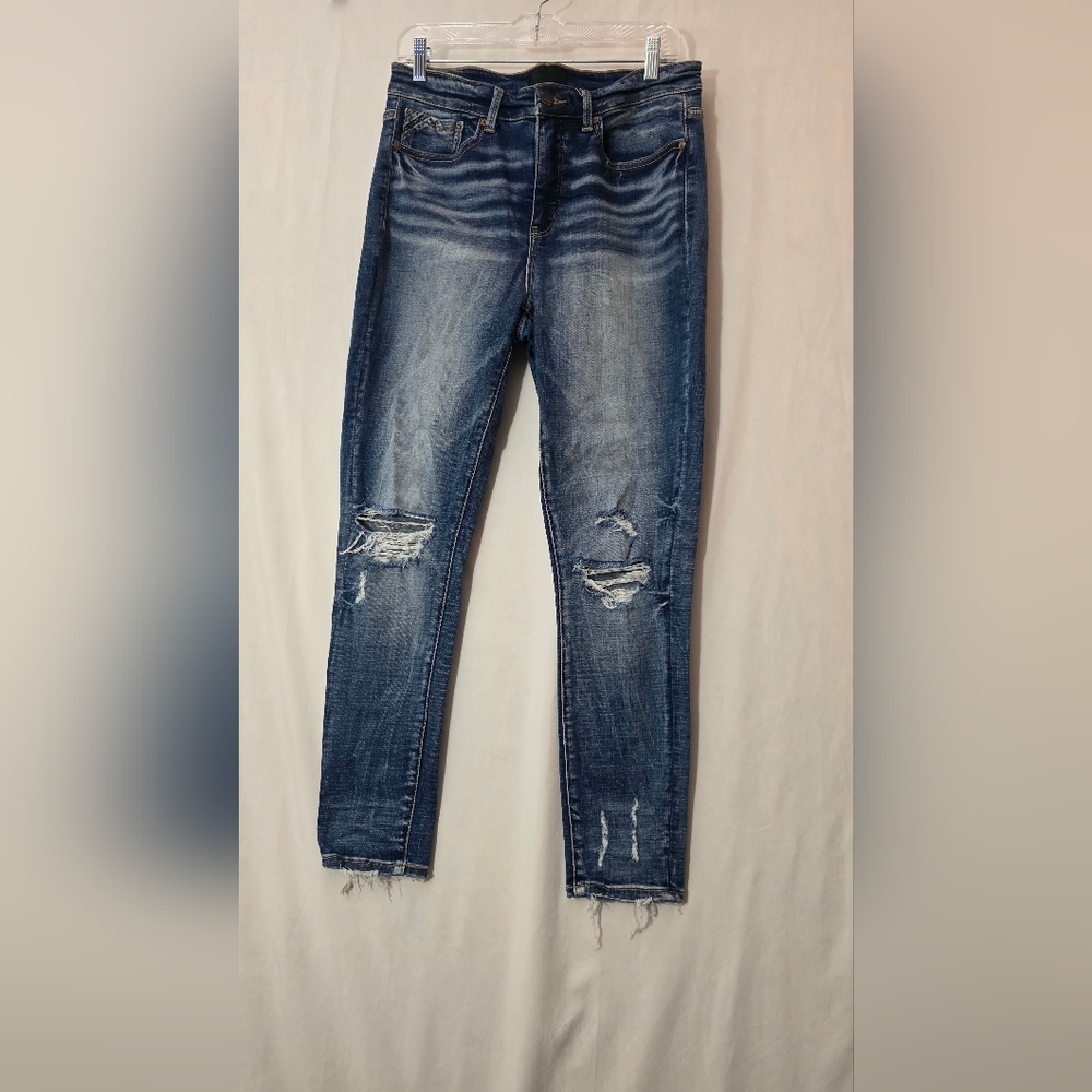 Buckle Black Fit No 75 Ankle Skinny Jeans Women's Size 28 Distressed Blue Denim